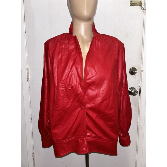 Vtg 80’s Red Lipstick Full Zip Jacket Coat Retro Pierre Lamonte Women's Sz 6 - Picture 1 of 6